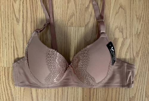 Vadalala Womens Bra Lace Size 32B Padded Push Up Style 96001 Underwire Beige A72 - Picture 11 of 12