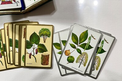 MCM Vintage Shagbark & Mulberry Double Deck Playing Cards with Snap Case