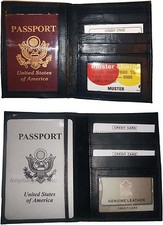 2 New USA Leather passport case, wallet 4 credit ATM ID card, passport case bnwt