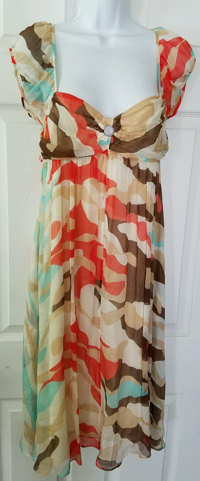 DIANE VON FURSTENBERG DVF 95% Silk Dress Size 6 NWOT Gorgeous Sheer Multi color DIANE VON FURSTENBERG DVF 95% Silk Dress Size 6 NWOT Gorgeous Sheer Multi color