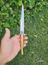 British Army Fairbairn Sykes Commando Knife 3rd Pat Brass Handle With Sheath