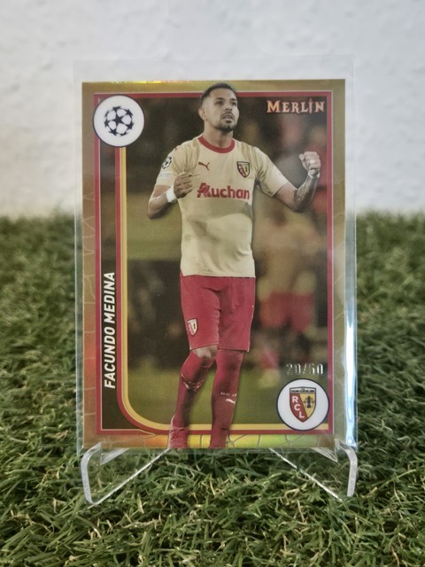 2023-24 Topps Merlin Facundo Medina Gold Refractor 20/50 RC Lens #/50