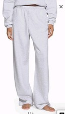 Skims Cotton Fleece Classic Straight Leg Pant Light Heather Grey Size XL
