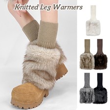 Y2k Women Retro Plush Leg Warmers Knitted Boot Cover Fashion Winter Accessorie.