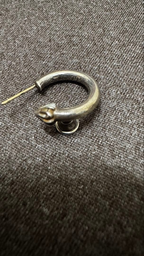 Chrome Hearts Plain Hoop Earring Sterling Silver 925 Single Piece