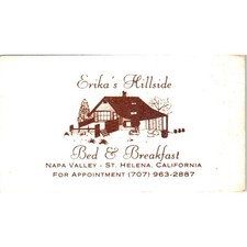 Erika's Hillside Bed & Breakfast St. Helena CA Vintage Business Card SE3-B1