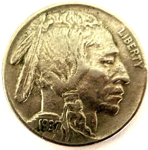 U.S.Buffalo Nickel 1937 Nice Au  Full Horn