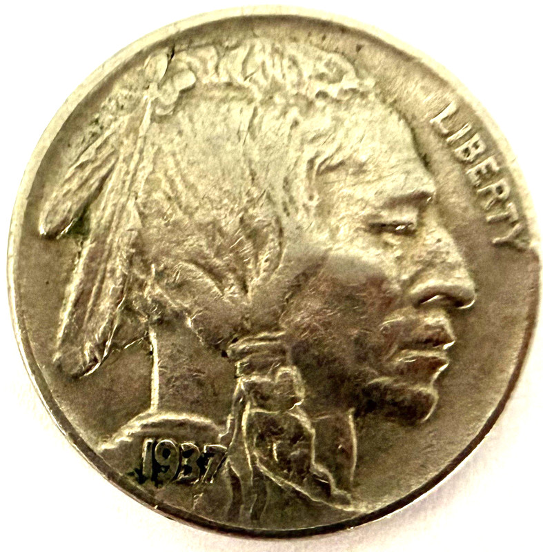 U.S.Buffalo Nickel 1937 Nice Au  Full Horn