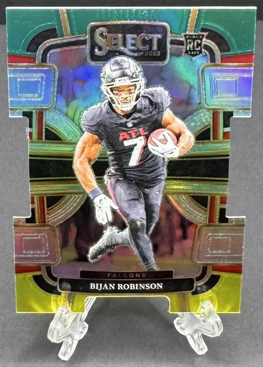 2023 Panini Select - Concourse Bijan Robinson #4 Green & Yellow Prizm Die-Cut A3