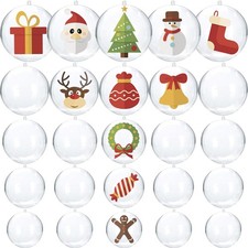Christmas Ornaments Balls 25pcs Clear Plastic Fillable Ornaments for Crafts Bulk