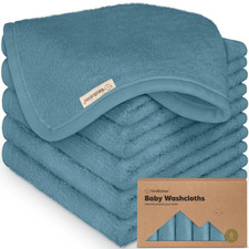 6-Pack Baby Washcloths Soft Absorbent 10x10 Inch Pack of 6 , Aegean Blue