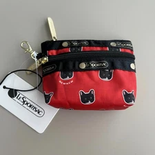 Lesportsac NewNew Cat 2zipper Keychain Wallet NWT