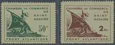 ST.NAZAIRE 1945, Handelskammer, wie verausgabt ohne Gummi, Pracht, gep