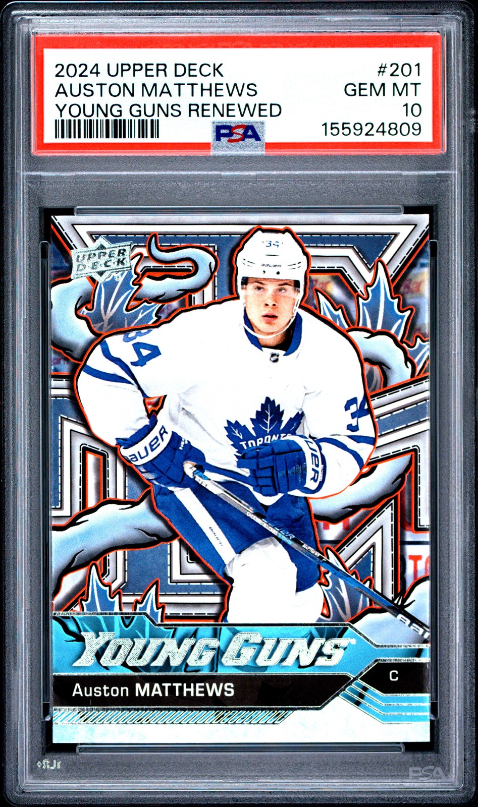 2024 Upper Deck 201 Auston Matthews Young Guns Renewed Series 2 PSA 10 155924809