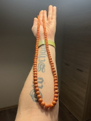 Old-Vintage- Necklace/Beads , It really looks like coral??? 76g -Free Shipping