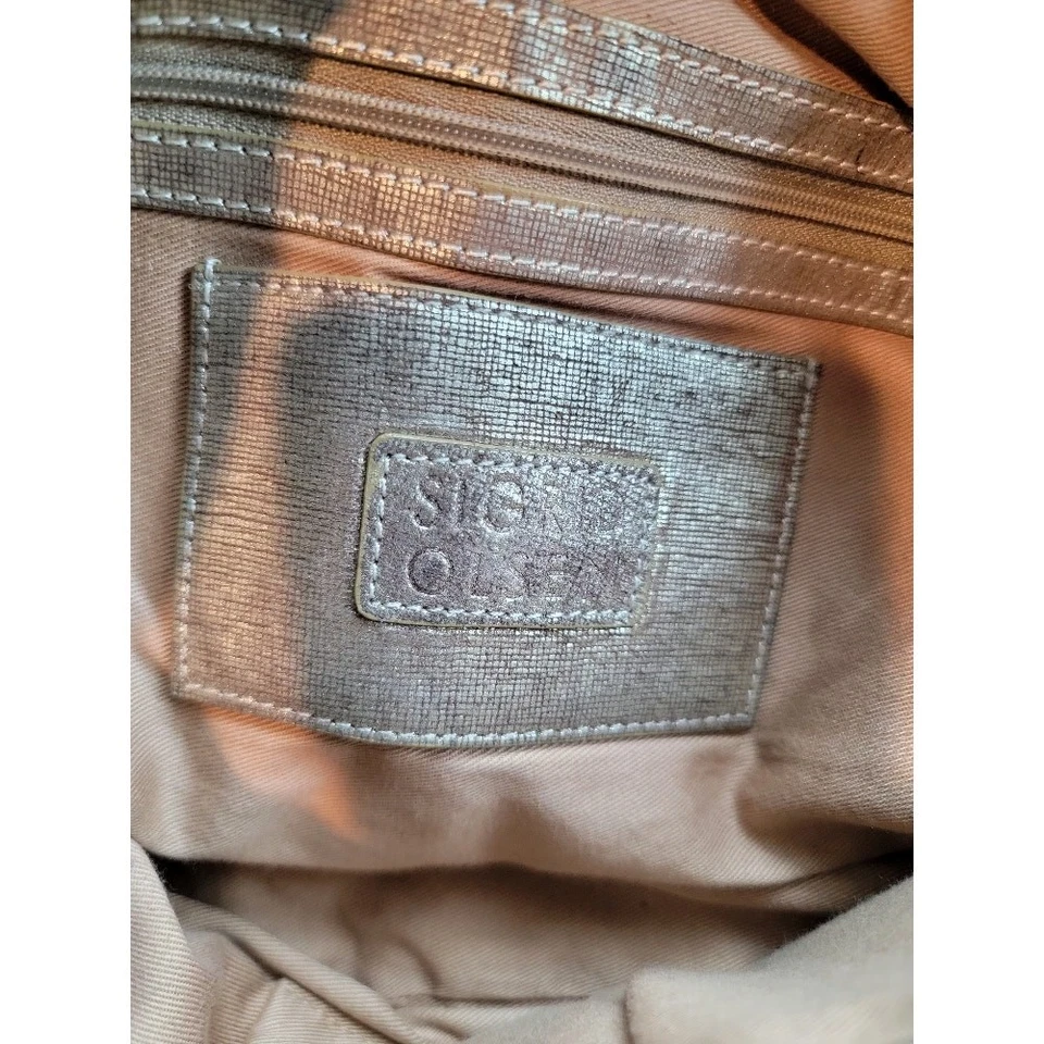 Bolsa de ombro SIGRID OLSEN couro hobo escova desgastada ouro boho bolsa de mão - Imagem 4 de 4