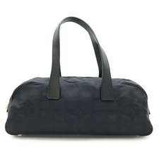 Chanel Nylon Jacquard Leather Mini Boston Bag Women Black One Size 651671