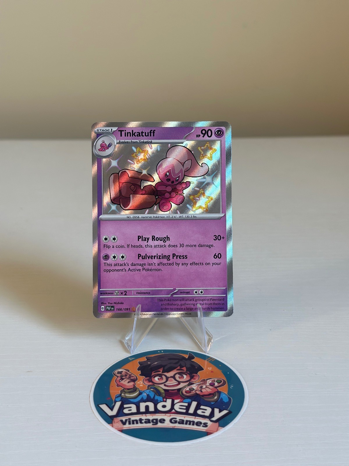 Tinkatuff 166/091 Shiny Rare Paldean Fates Pokemon Near Mint