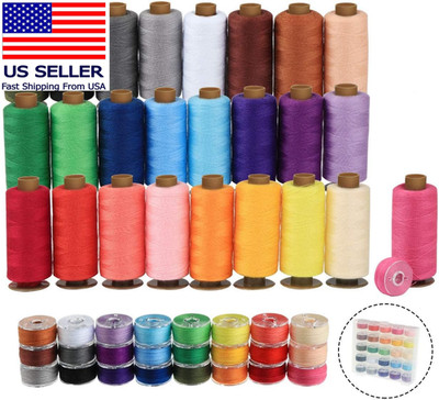 50Pcs Thread for Sewing, 400 Yards Sewing Thread Kit, Prewound Bobbins Hand & Ma