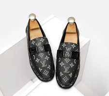Men's Handmade Leather Shoes, Fashion Loafers, Black Formal Dress Shoes