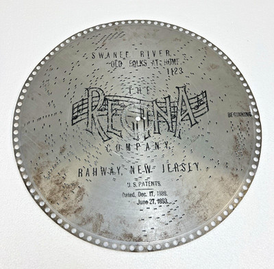 REGINA MUSIC BOX DISC 15 1/2'' Swanee River Old Folks at Home FLORIDA SONG metal