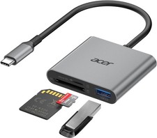 Acer SD Card Reader USB C, 3 in 1 Memory Card Reader with Dual Slots USB 3.0,