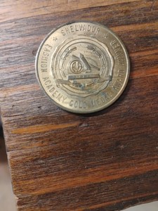 1950's Vtg Shelvador Fashion Academy Gold Medal Award Winner Lucky Coin Token 