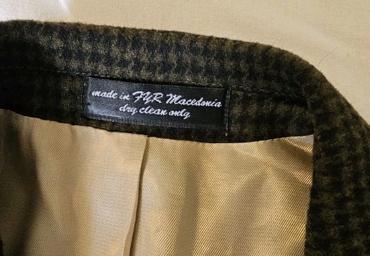 Vtg Gianfranco Ruffini Cashmere Sport Blazer Mens Size S38 Tan/Black Nailshead - Image 4 of 4