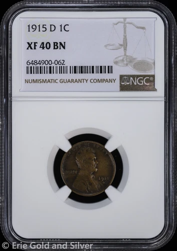 1915-D 1C Lincoln Wheat Cent NGC XF 40 BN