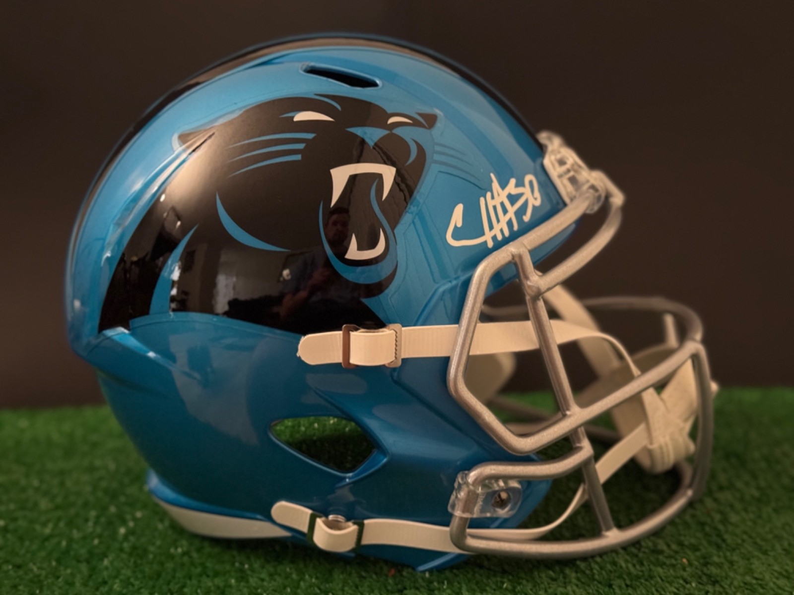 Chuba Hubbard Autographed Signed Flash Full Size Carolina Panthers Helmet Beckett Cert. 