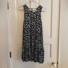 American Eagle Outfitters Black and Gray Floral Tiered Mini Dress