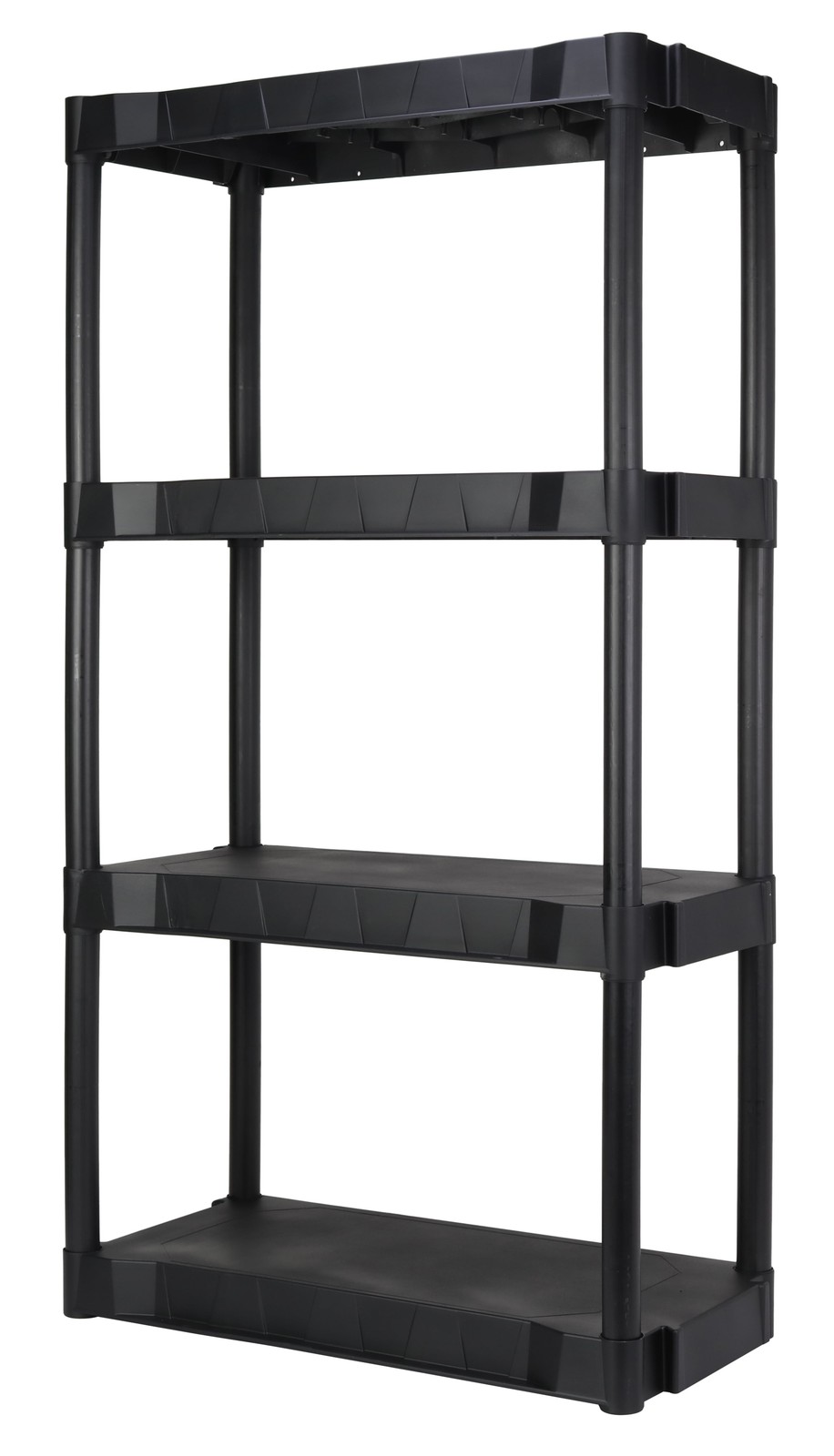 4-Tier Black Plastic Storage Shelf 56in H 30in W 280lb Capacity