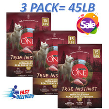 3 Pack, Purina ONE True Instinct Adult Dry Dog Food -Turkey Venison, 15 LB Bag