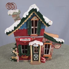 Kurt S Adler Claus & Company Workshop Snowtown Village Lighted Christmas House