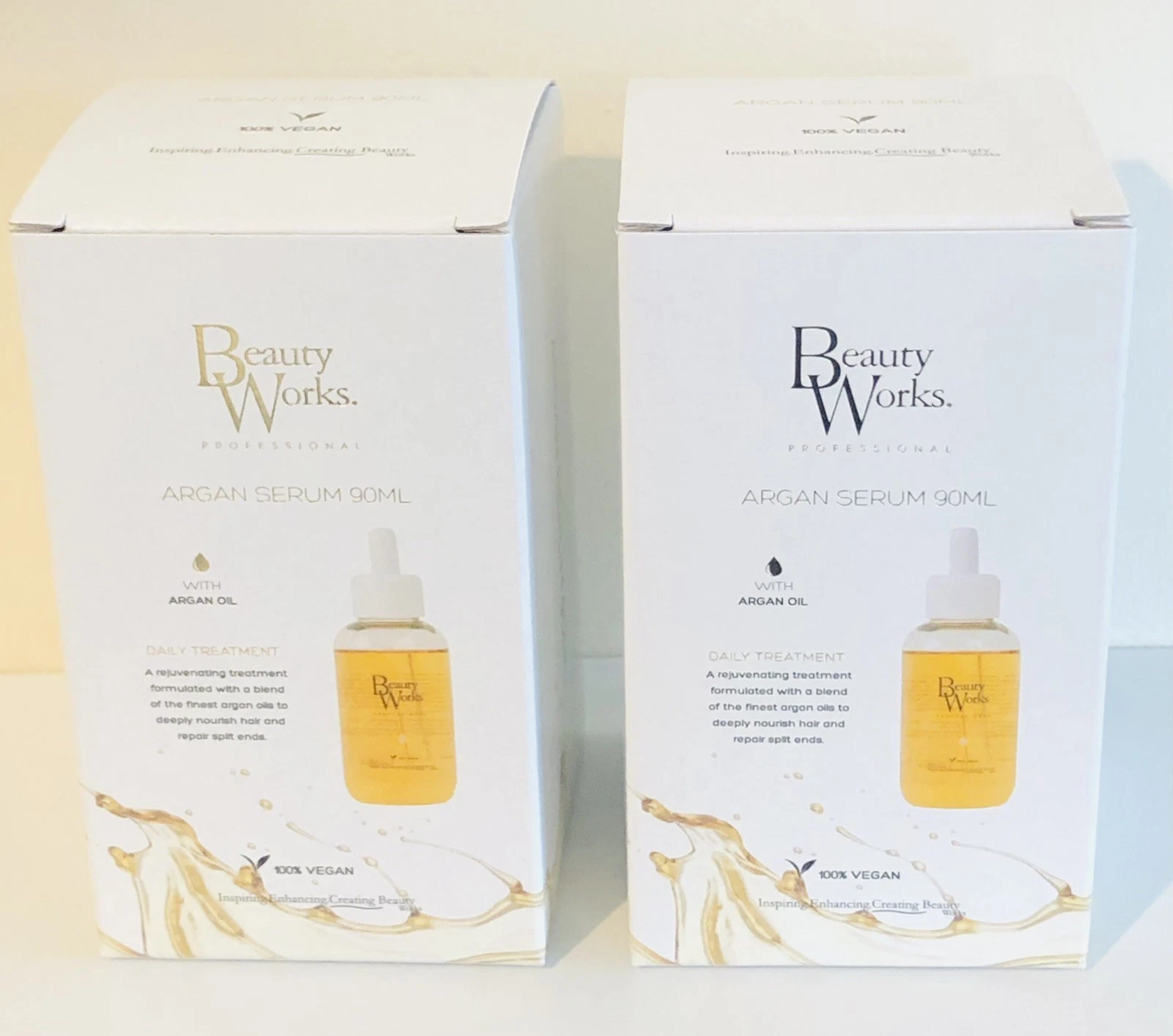 Beauty Works Argan Oil Nourishing Hair Treatment Serum 90ml x 2 BNIB Vegan