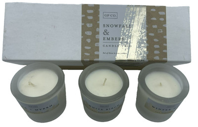 GP Co Snowfall & Embers Candle Trio USA Made New In box