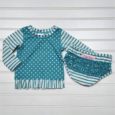 RuffleButts Long Sleeve Rash Guard 2-Piece Swimsuit Size 12-18 Months