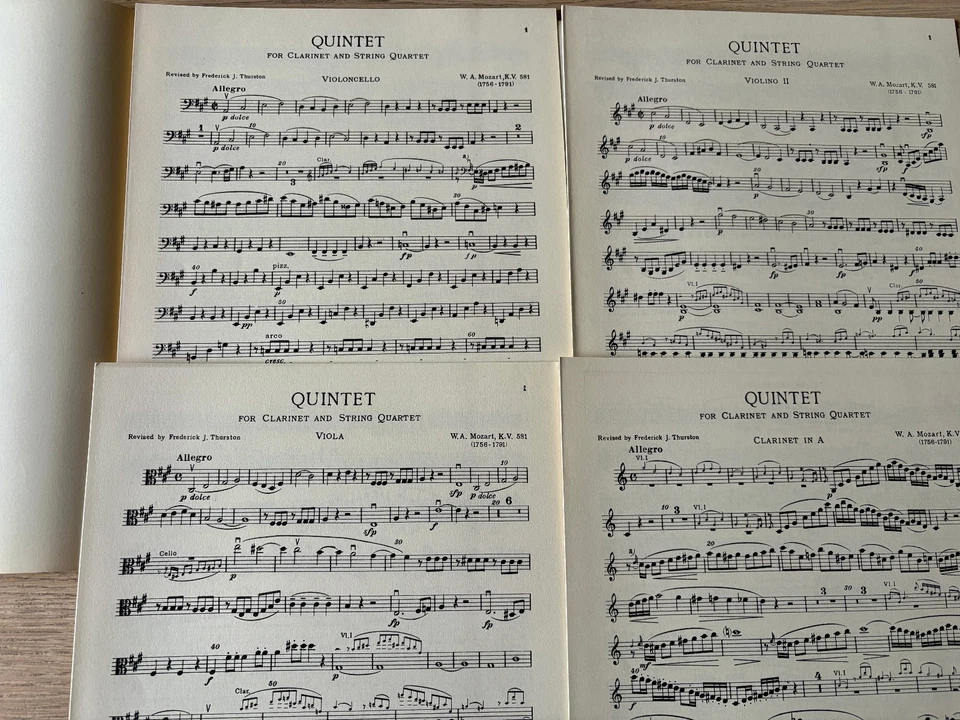 MOZART CLARINET QUINTET KV 581 SHEET MUSIC (1952) ALL PARTS ENGLAND - Image 3 of 4