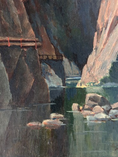 Tableau ancien Montagne Pyrénées AMÉLIE les BAINS les gorges de Mondony 1936 - Photo 3/8