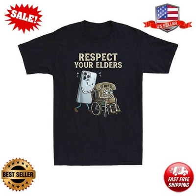 Respect Your Elders Retro Smartphone Technology Funny Meme Quote T-Shirt