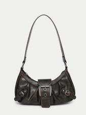 Women’s Vintage Style Two-Tone Leather Shoulder Bag Classic Fashion Purse