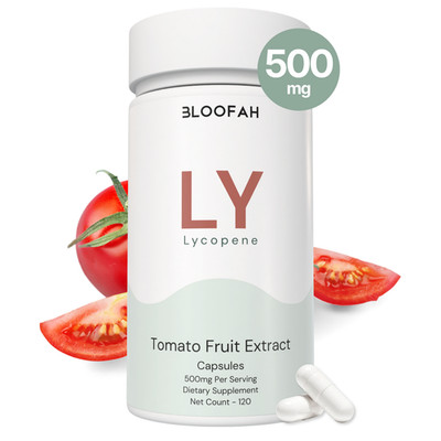 Bloofah Lycopene Supplement 500mg Capsules - Tomato Extract 10:1 | 120 Count