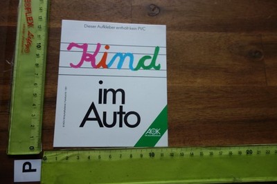 Alter Aufkleber Beschriftung Baby an Bord/dabei /fährt mit/im Auto AOK (A)