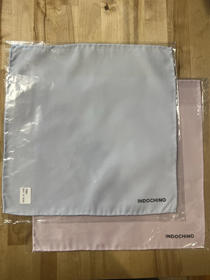 Set of 2 Indochino Pocket Squares – 100% Cotton Light Blue & Pale Pink - Image 2 of 4