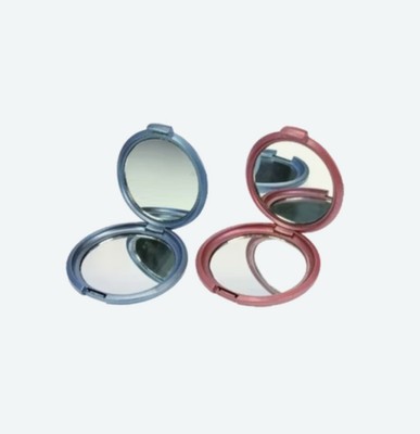 2x silber, rosa, blau, kompakte 3,5 cm beidseitige Tasche, Taschenspiegel am besten für Reisen