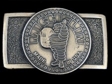 SE09143 NOS VINTAGE 1970s  MICHELIN  TIRE COMPANY ADVERTISEMENT BELT BUCKLE