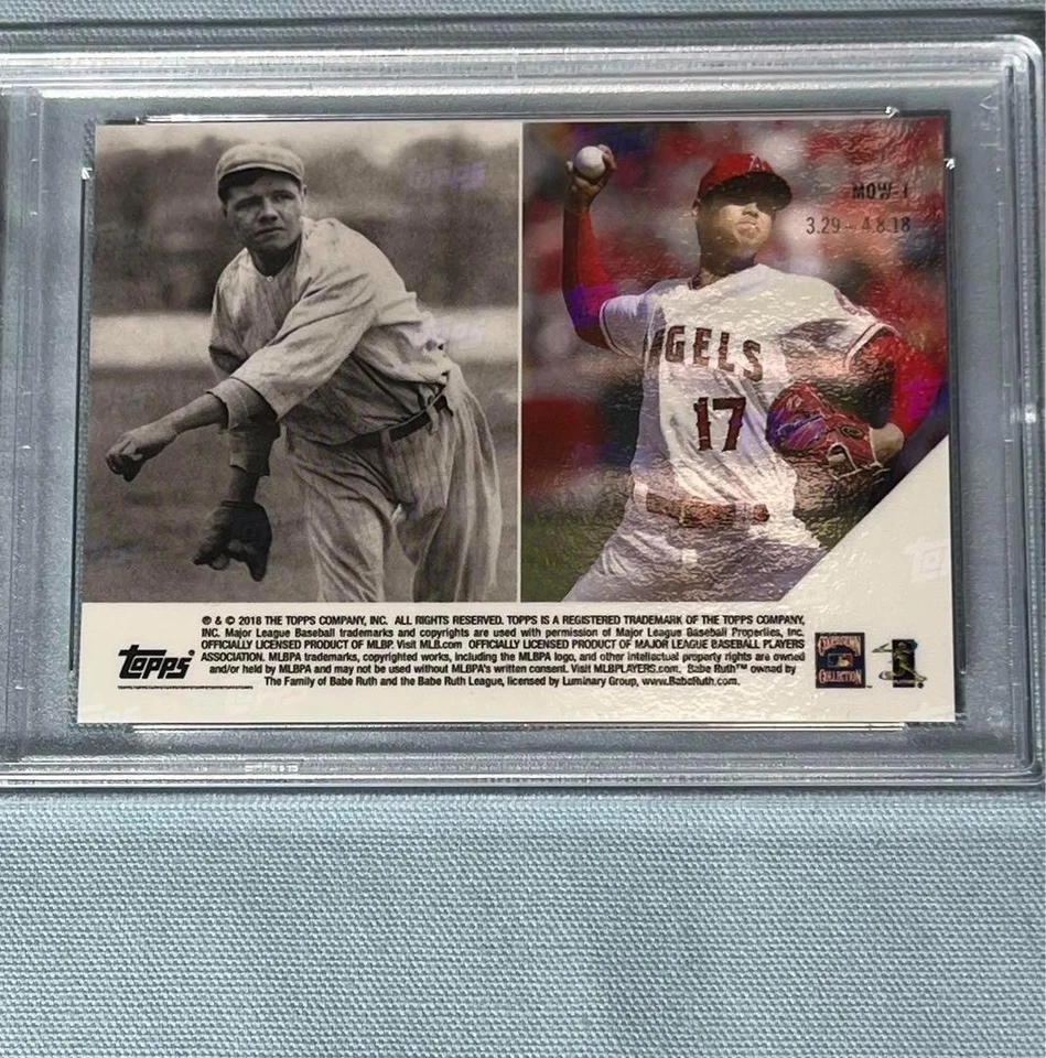PSA 10 Shohei Ohtani Babe Ruth Collaboration Rookie Card Topps Now MOW1 Japan - Image 4 of 4