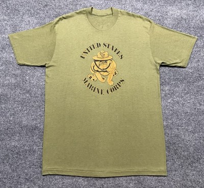 Vintage 80s United State Marine Corps Bulldogs T-Shirt L Single-Stitch Thin