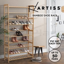 Artiss Shoe Rack Storage Cabinet Organizer Wooden Shelf Stand 10-Tier Bamboo