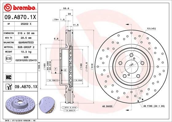 2X Bremsscheibe Vorne Brembo 09A8701X Passend FÜR Subaru-image